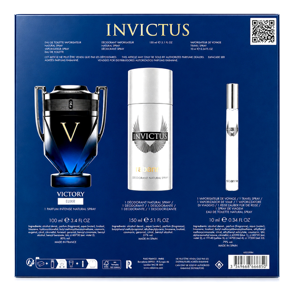 SC INVICTUS VICTORY ELIXIR PARFUM 100ML + DESODORANTE 150ML + PERFUMERO