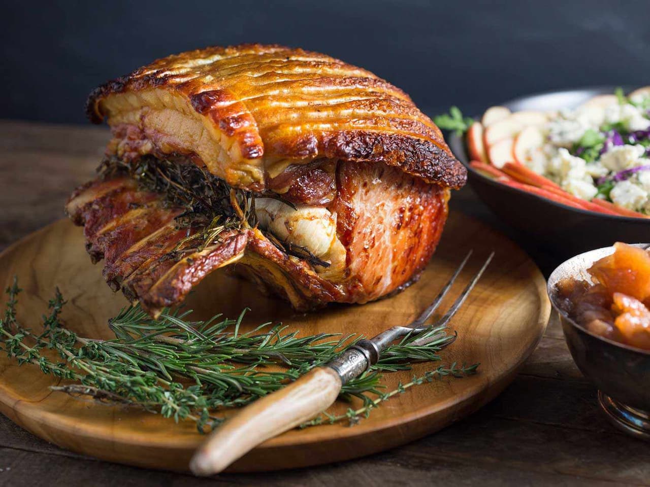 Garlic - And Herb-Roasted Pork Loin with Crackling and Spiced