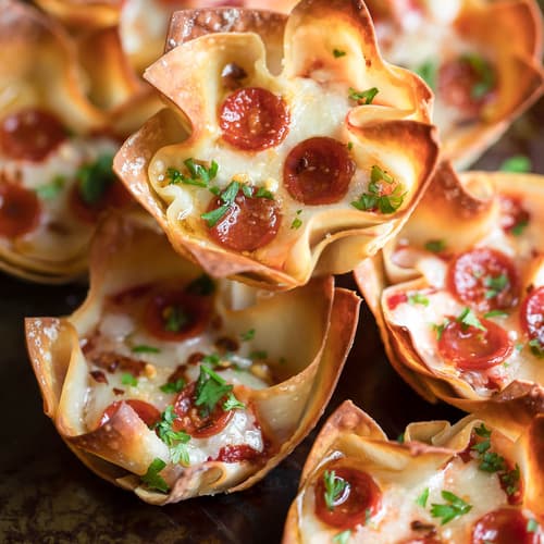 Wonton Pizza Cups | Punchfork