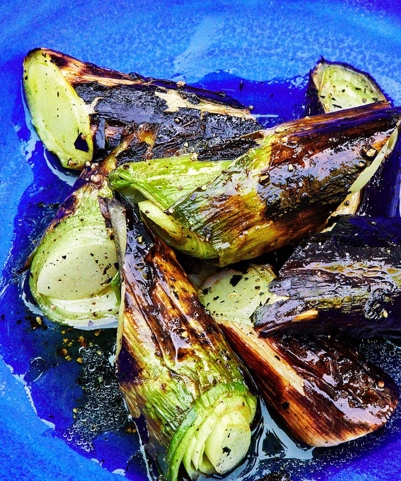 Charred Leeks with Honey and Vinegar | Punchfork