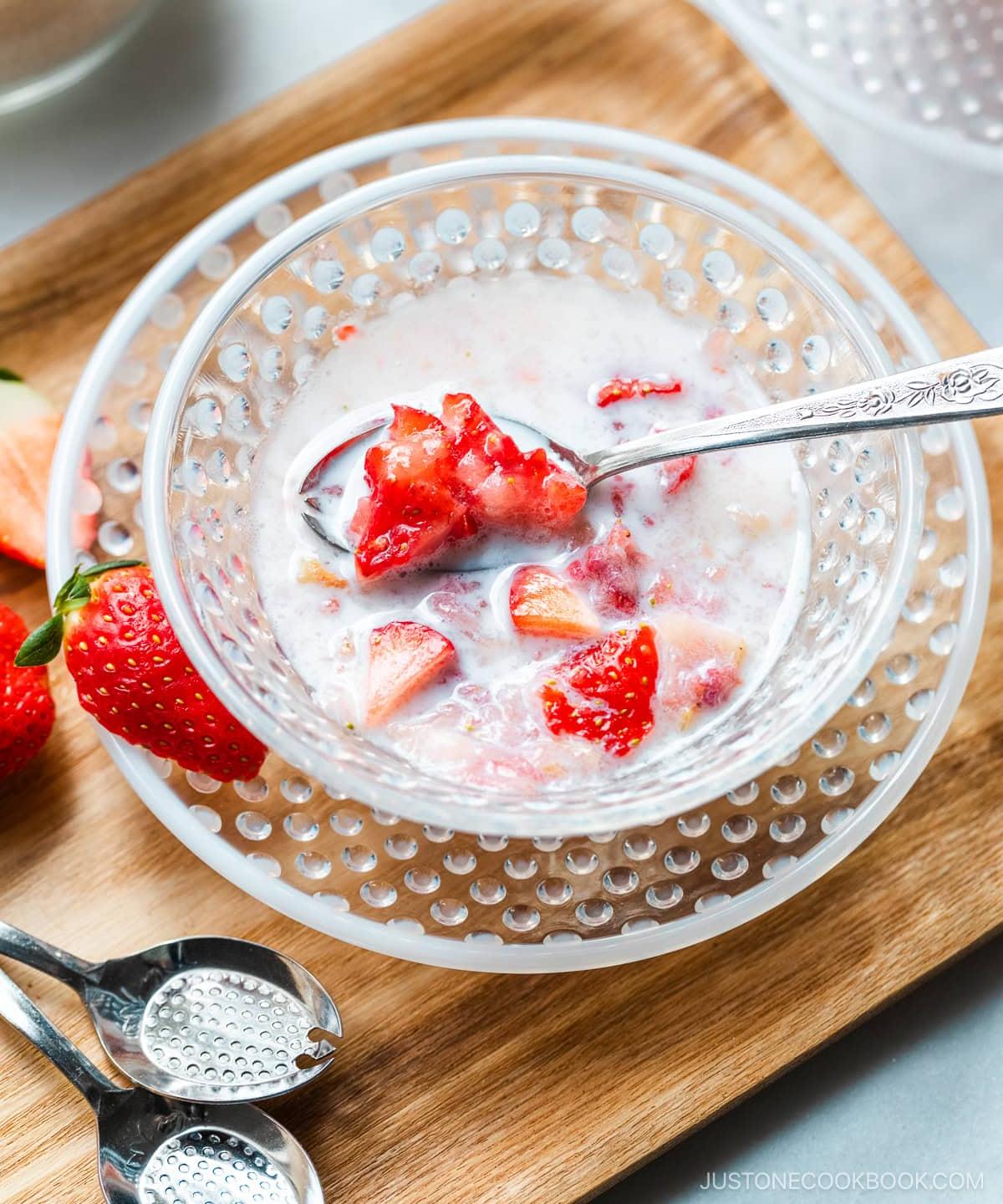 Showa-Style Japanese Strawberry Milk (Ichigo Milk) | Punchfork