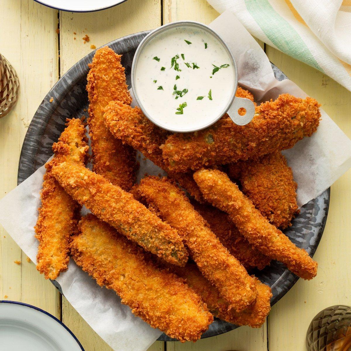 Crispy Frickles (Fried Pickles) with Ranch Dressing | Punchfork