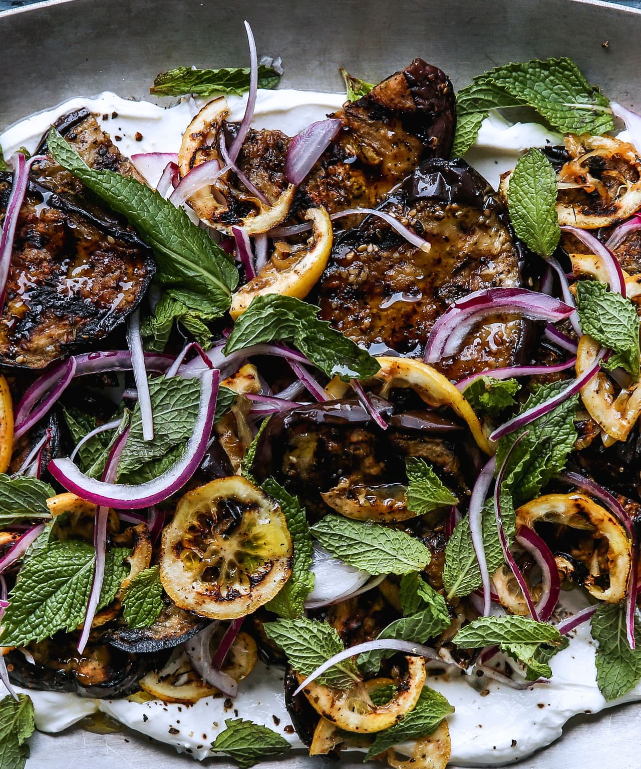 Grilled Eggplant and Lemons with Garlic Labneh | Punchfork