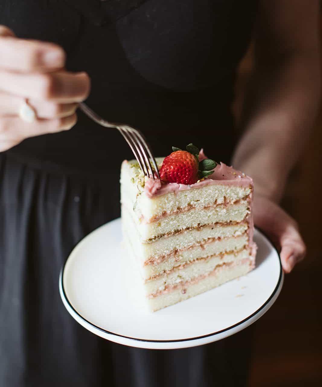 Dede's Strawberry Pistachio Doberge Cake | Punchfork