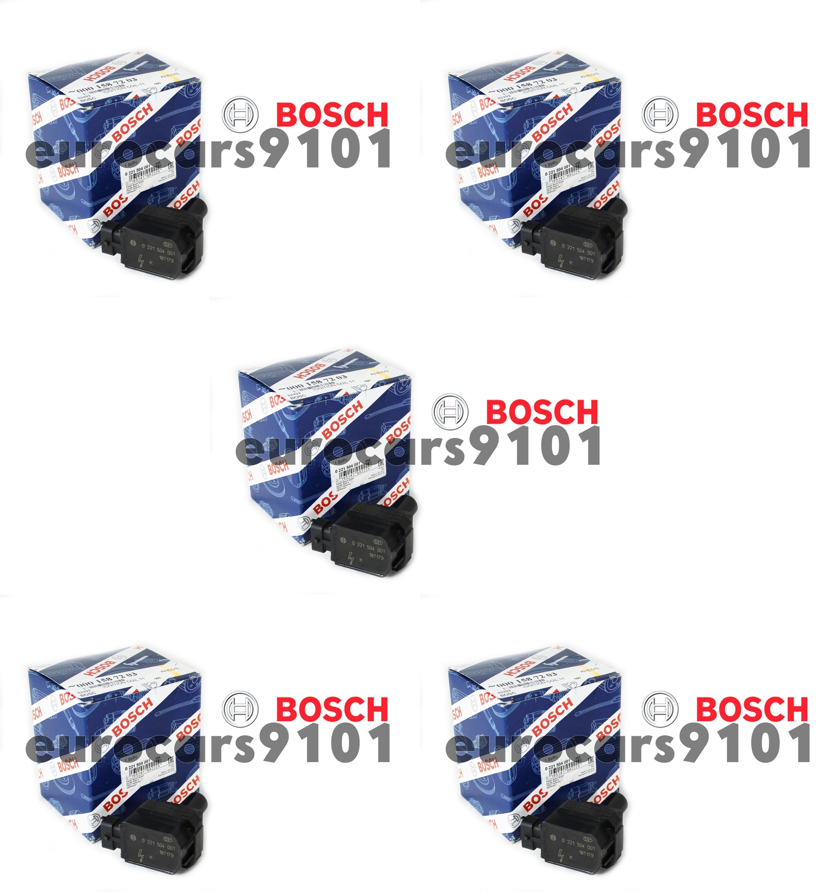 Set of (5) Mercedes-Benz E420 Bosch Ignition Coils 00101  