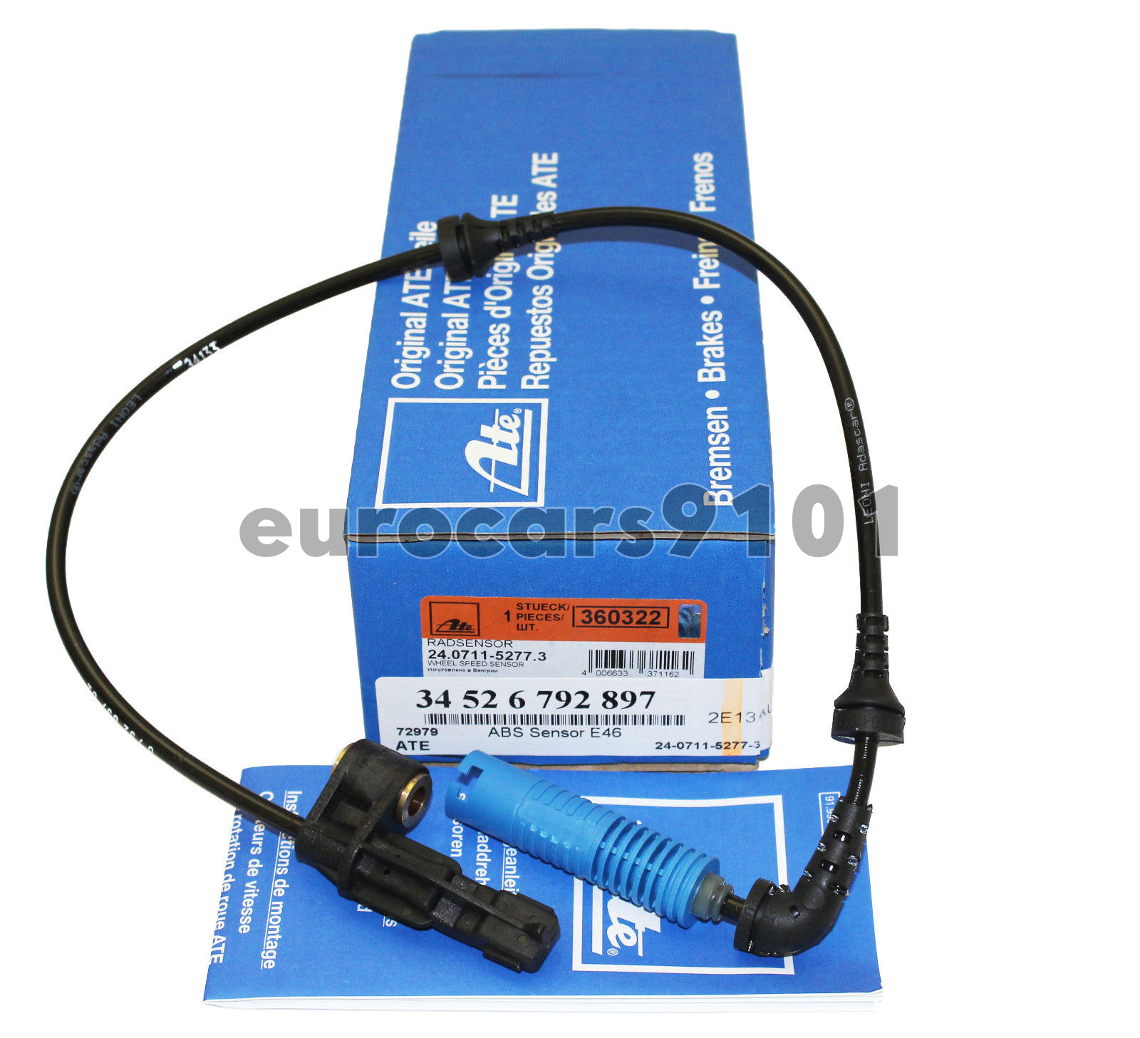 New! BMW Z4 ATE Front Right ABS Wheel Speed Sensor 24071152783