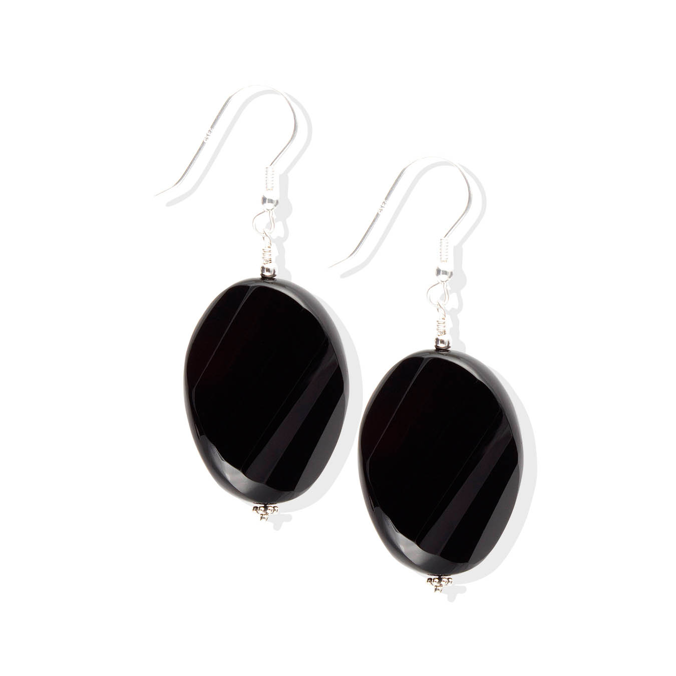 Statement necklace set made with faceted oval black agate gemstones