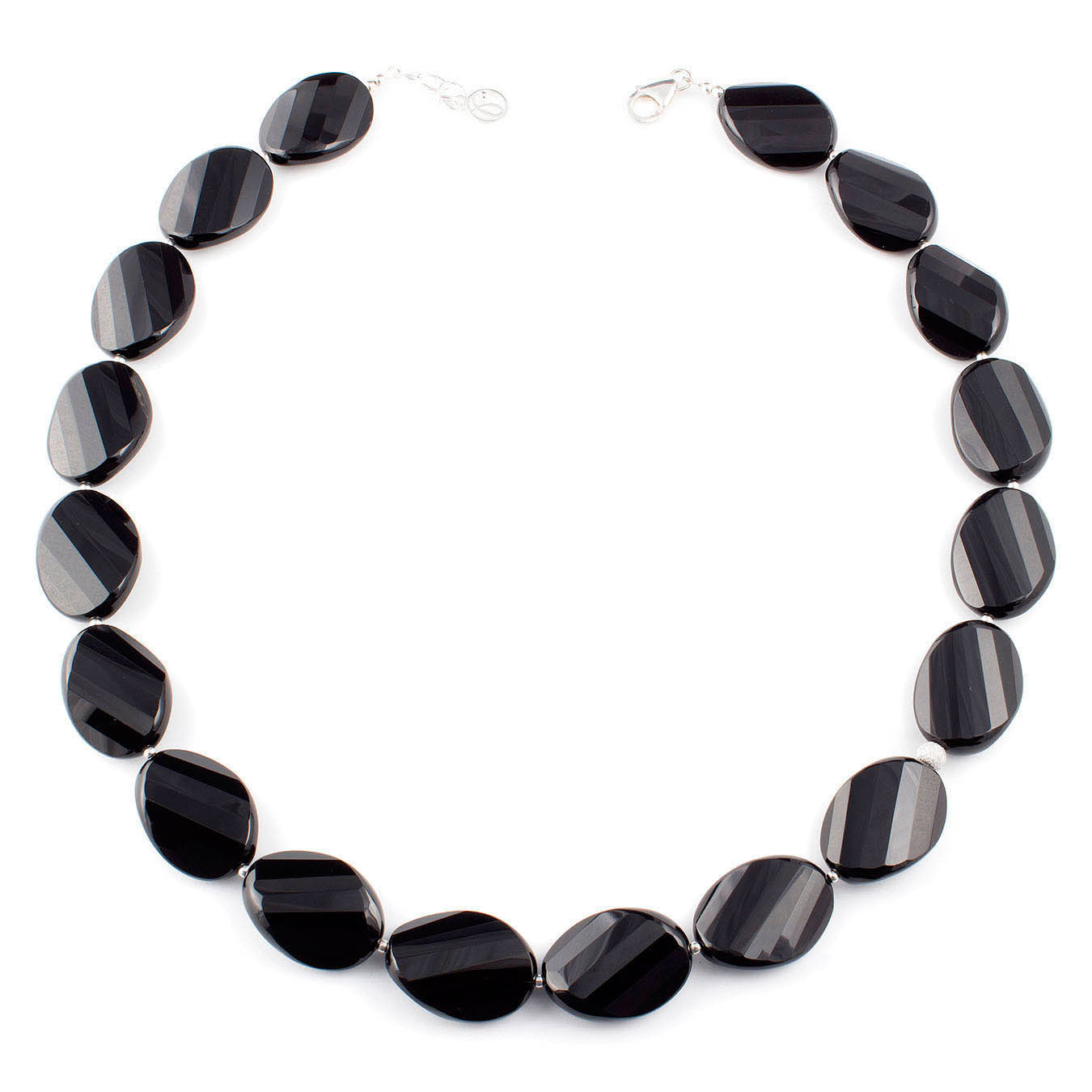 Handcrafted semi-precious bead necklace made with faceted black agate