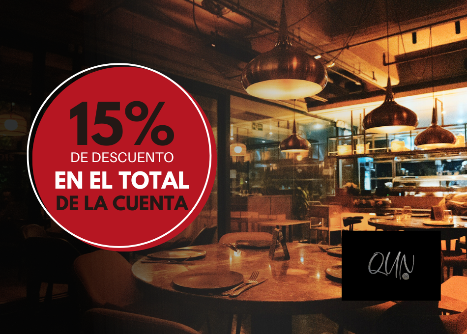 15% de descuento en el total de la cuenta