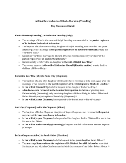 Yeardley Descendants: Source Documents