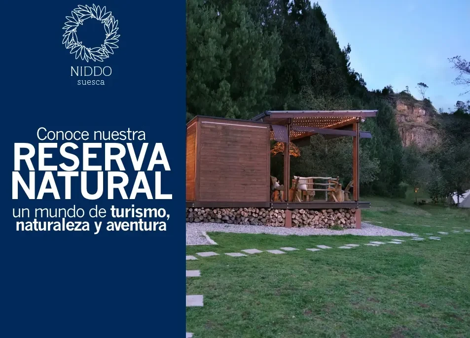 Vive experiencias únicas con Niddo Suesca, obtén 10% de descuento en el servicio de alojamiento y 15% de descuento sobre los alimentos y bebidas.