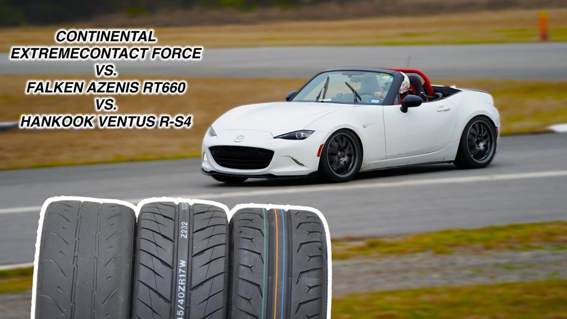 200treadwear tire test Continental ExtremeContact Force vs. Falken Azenis RT660 vs. Hankook