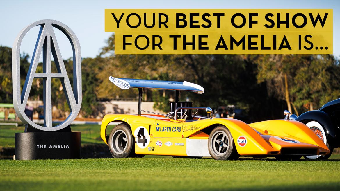 Bruce McLaren's McLaren M8B wins Best of Show at The Amelia in