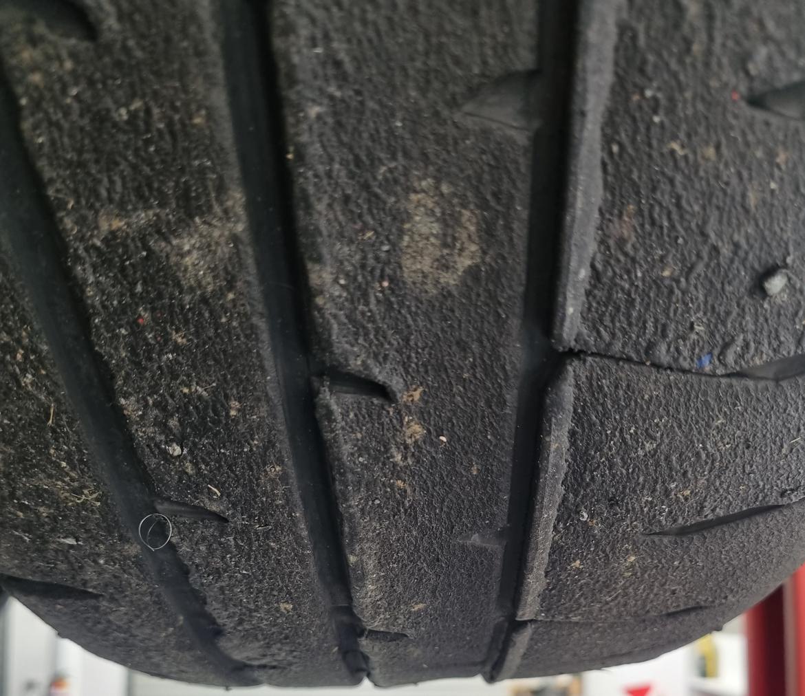 Hi brains trust. I was hoping someone could give me some ideas/advice on why my tyre has worn as in the picture. Mostly from a clockwise track. Rumning tire Pr. at 34psi. Thanks in advance 