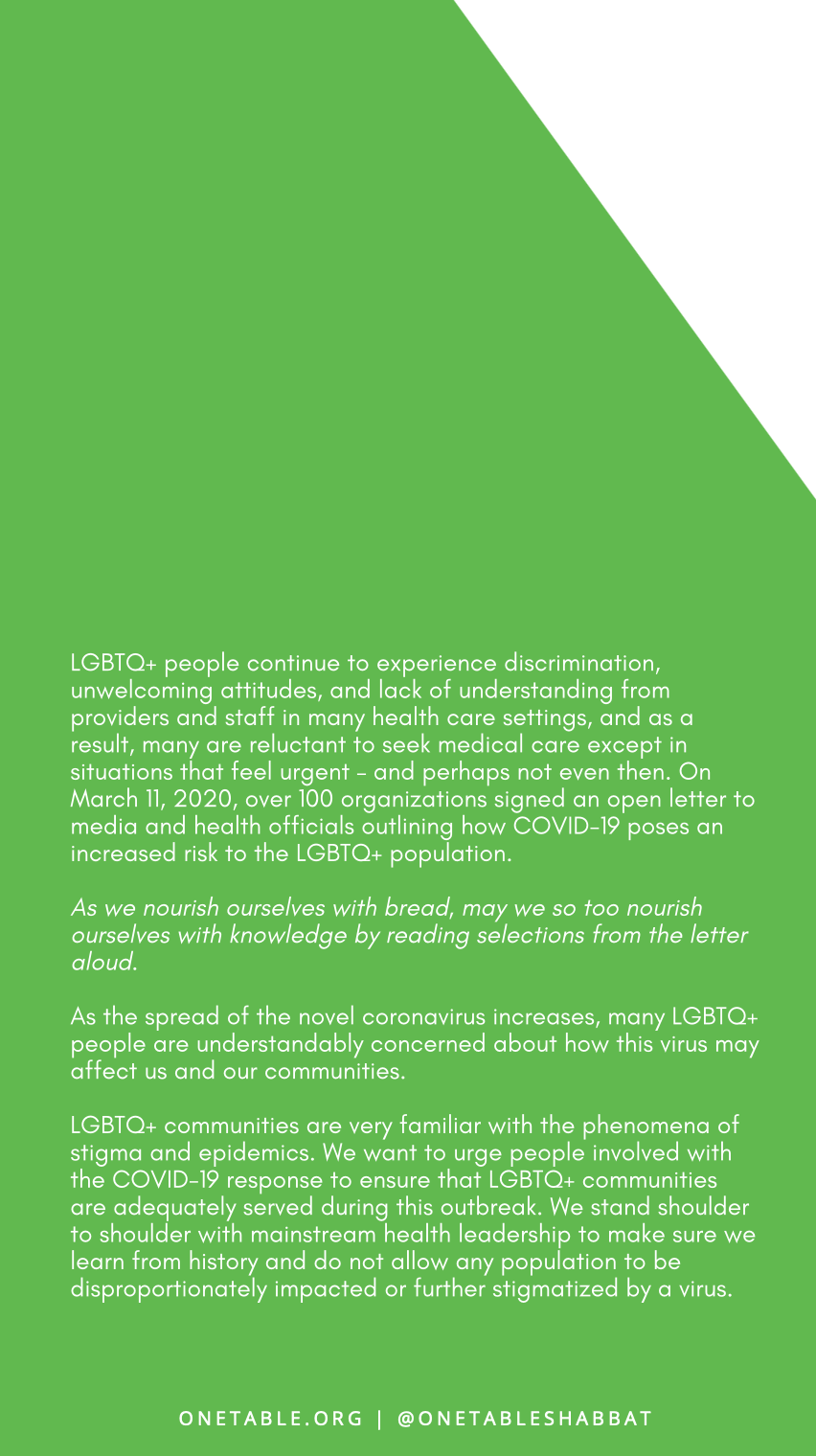 Nourishing ourselves - Pride Shabbat  