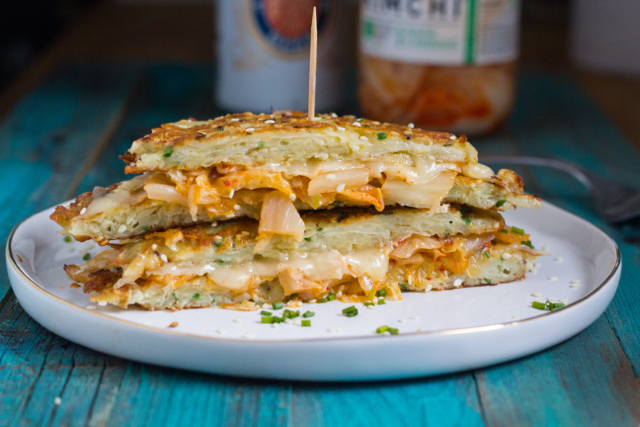 Kimchi Quesadilla Latkes by What Jew Wanna Eat   