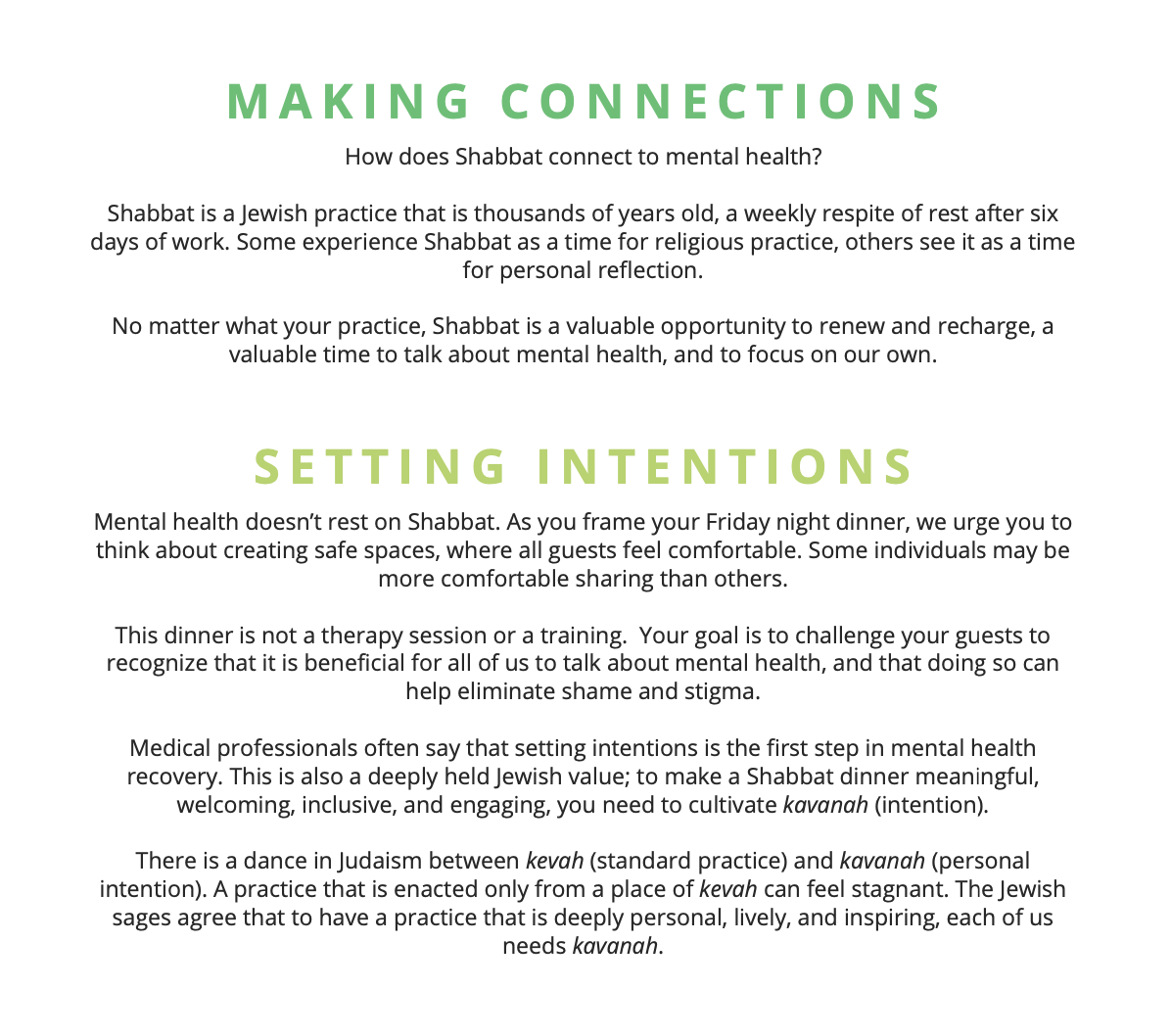 Making Connections + Setting Intentions  