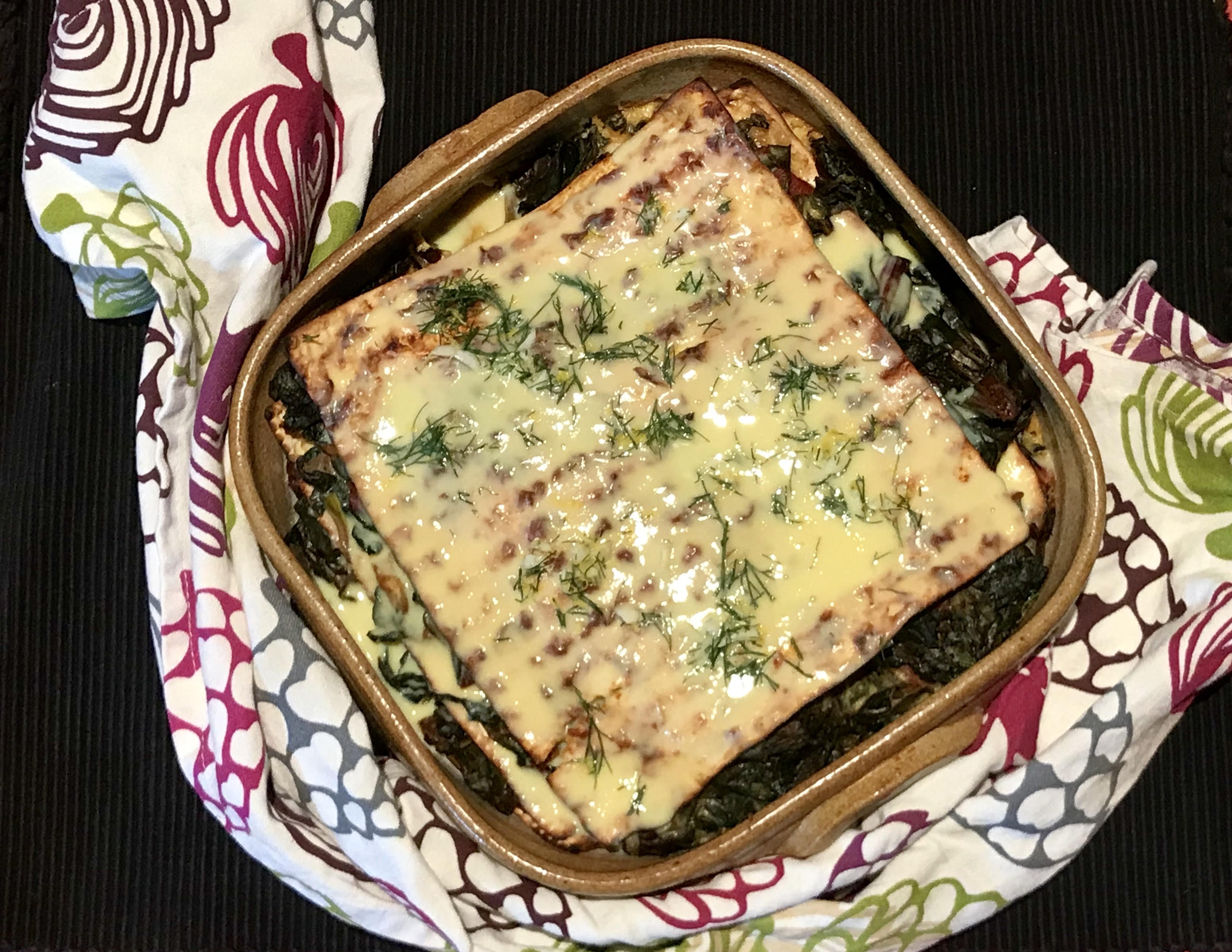 Mina with Bitter Greens and Lemon-Egg Sauce - Adapted from the J