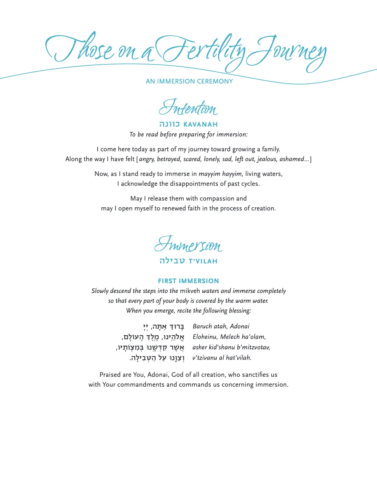 Cover image for Immersion Ceremony for a Fertility Journey