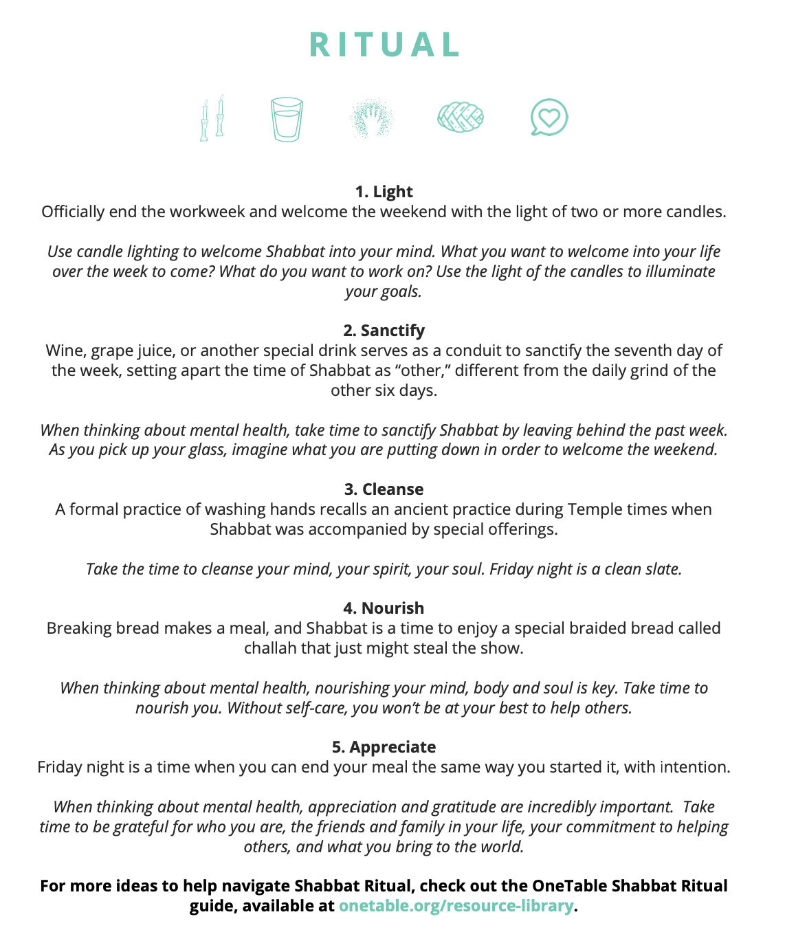 Ritual for Mental Health Shabbat  