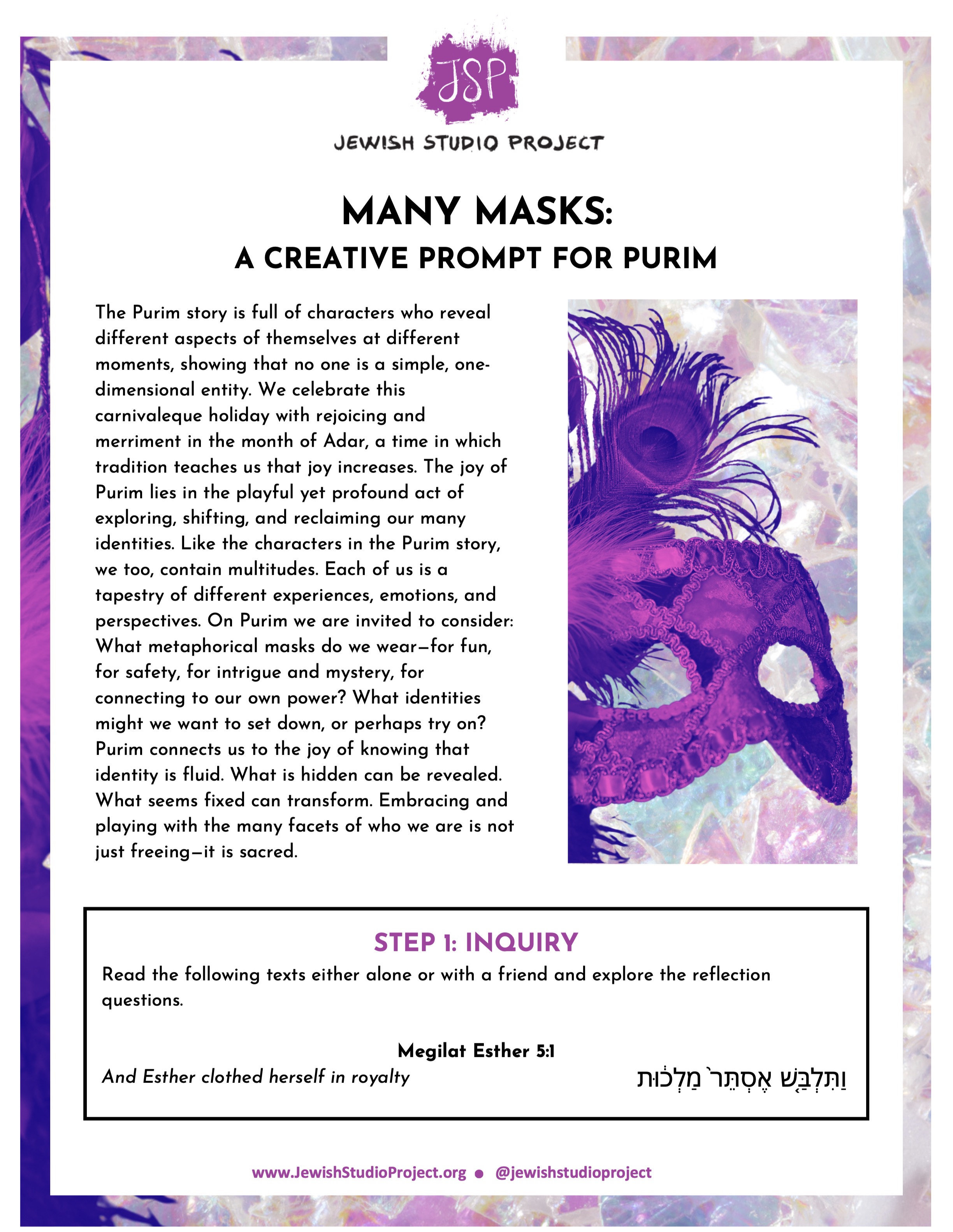 MANY MASKS: A CREATIVE PROMPT FOR PURIM