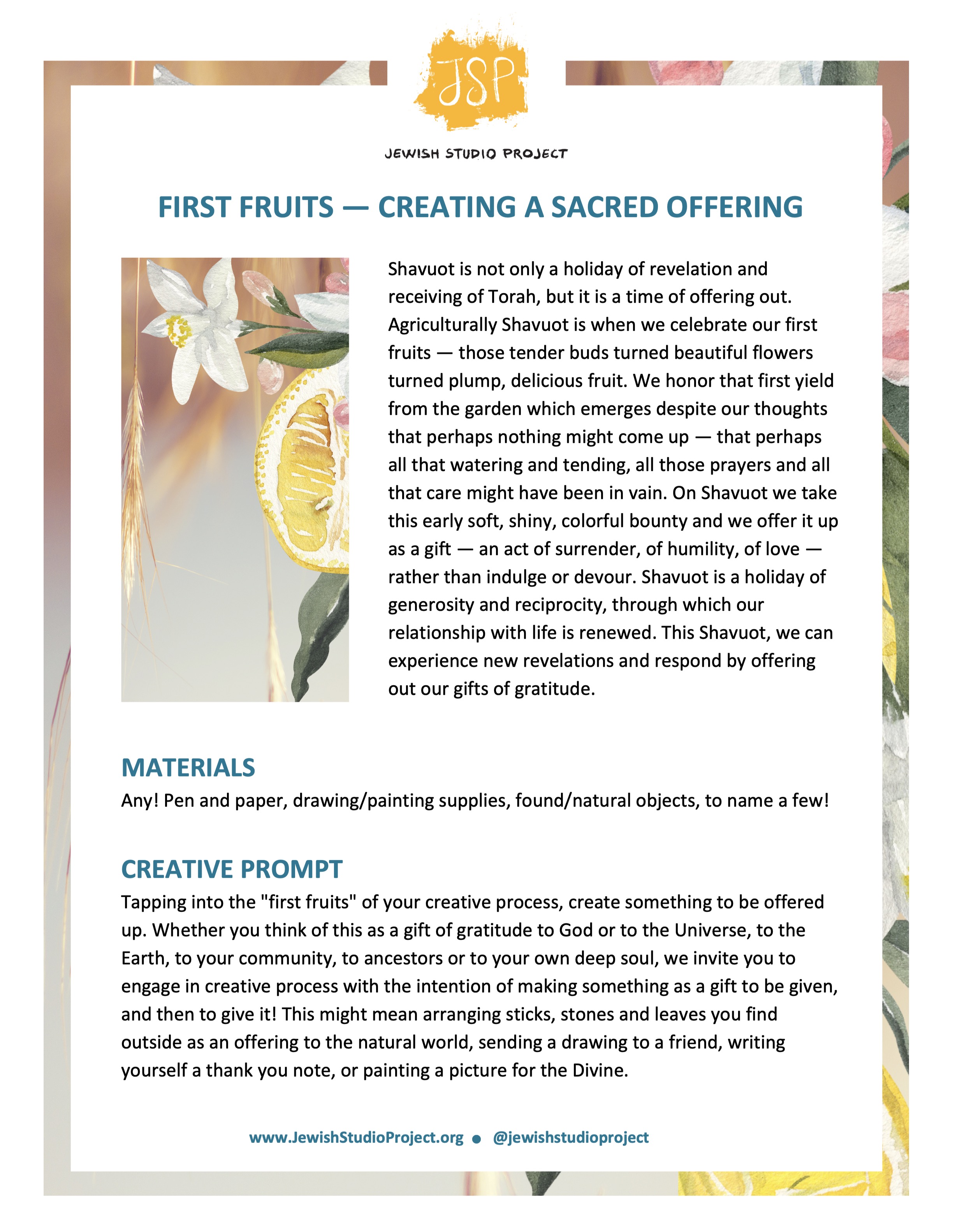 FIRST FRUITS — CREATING A SACRED OFFERING