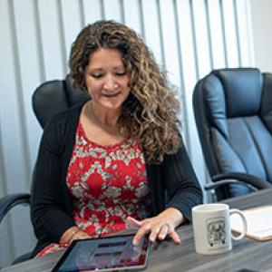 Women sitting at office table