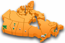Map of Canada locations