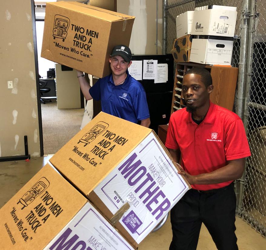 Carrying packages and participating in movers for moms