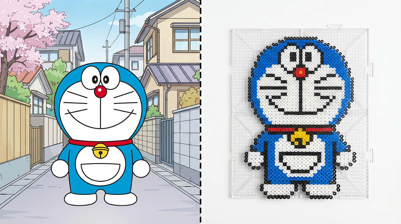 Perler bead pattern example before and after