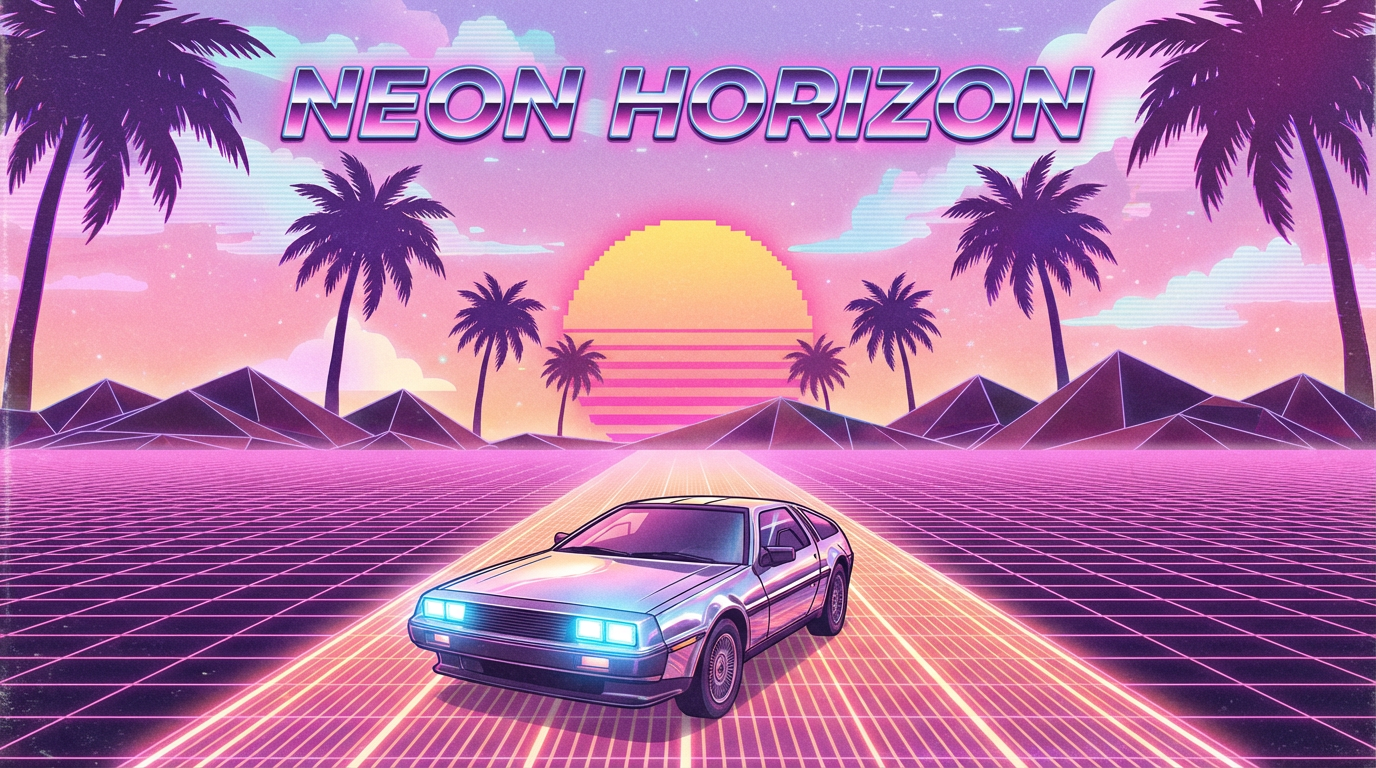 Retro 80s Synthwave Sunset