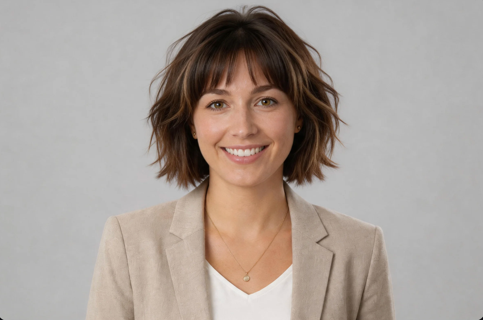 Short shag haircut with bangs AI hairstyle preview