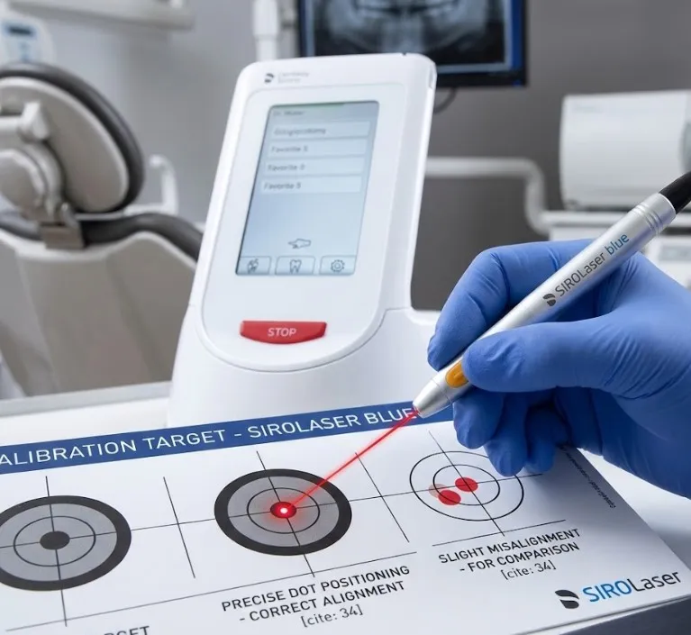 high-resolution-clinical-image-of-a-sirolaser-handpiece-projecting-a-visible-red-alignment-beam-onto-a-calibration-card.webp