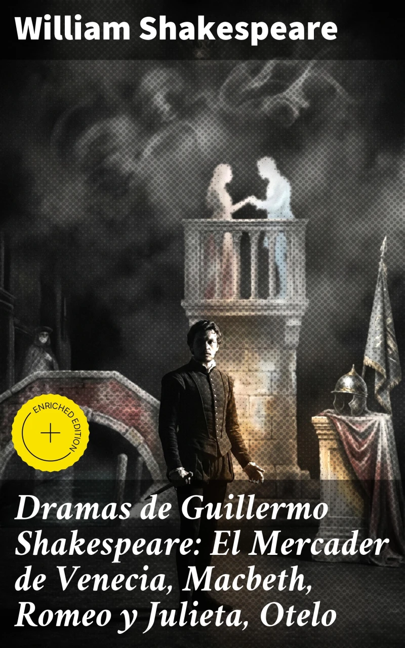 Portada: Dramas de Guillermo Shakespeare: El Mercader de Venecia, Macbeth, Romeo y Julieta, Otelo