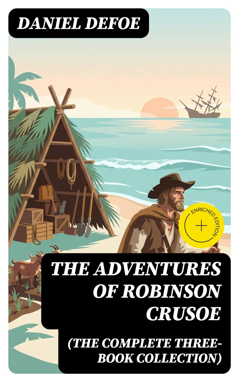 Portada: The Adventures of Robinson Crusoe (The Complete Three-Book Collection) (Annotated)