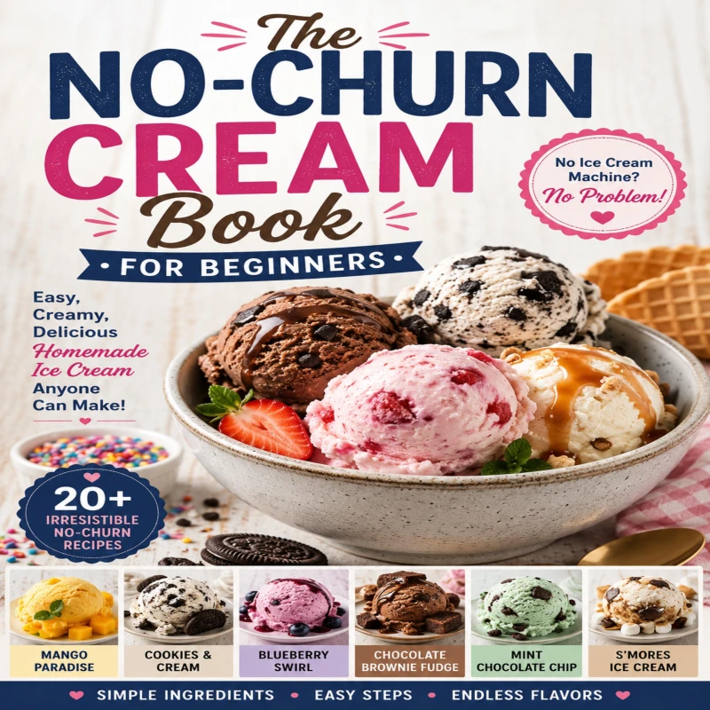 Portada: The No-churn Ice Cream Book For Beginners