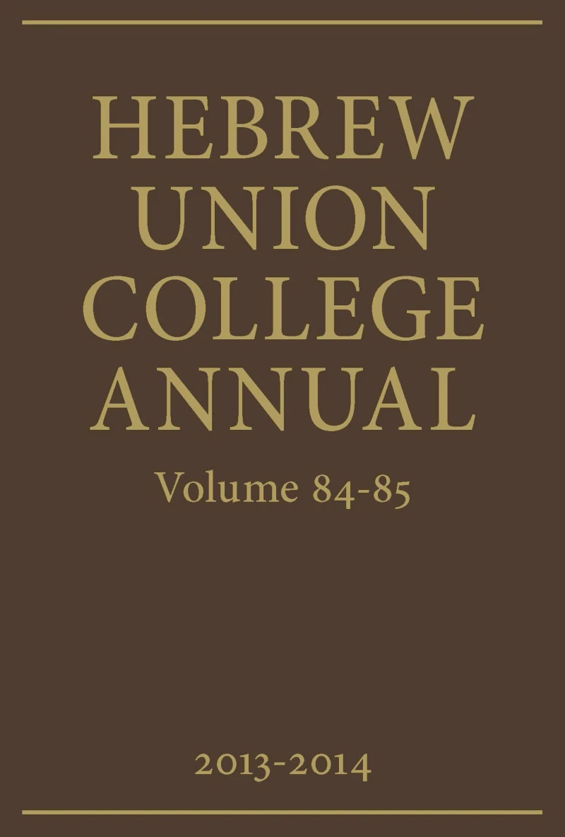 Portada: Hebrew Union College Annual Volumes 84-85