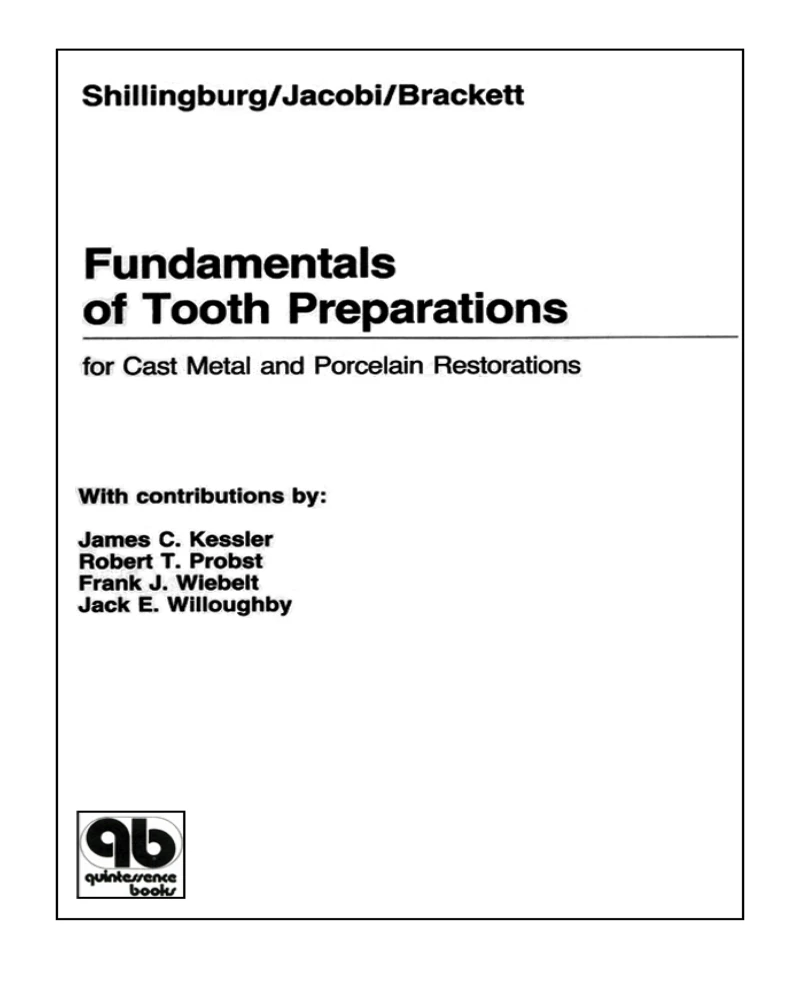 Portada: Fundamentals of Tooth Preparations for Cast Metal and Porcelain Restorations