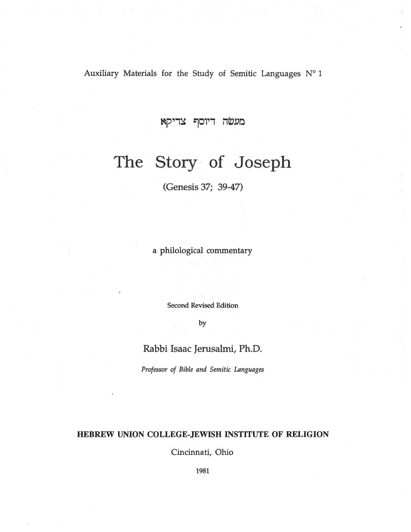 Portada: The Story of Joseph (Genesis 37; 39-47)