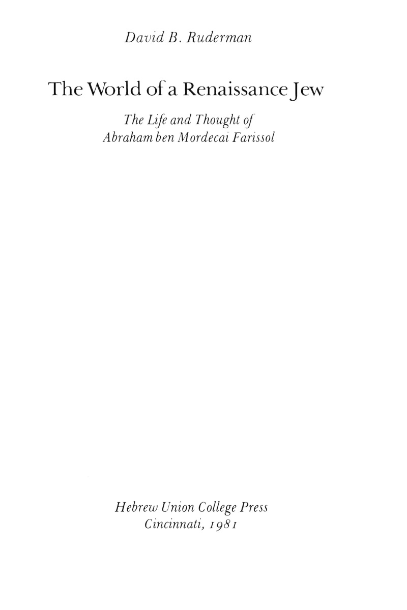 Portada: The World of a Renaissance Jew