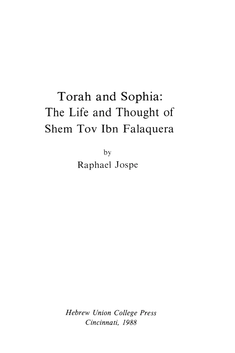 Portada: Torah and Sophia