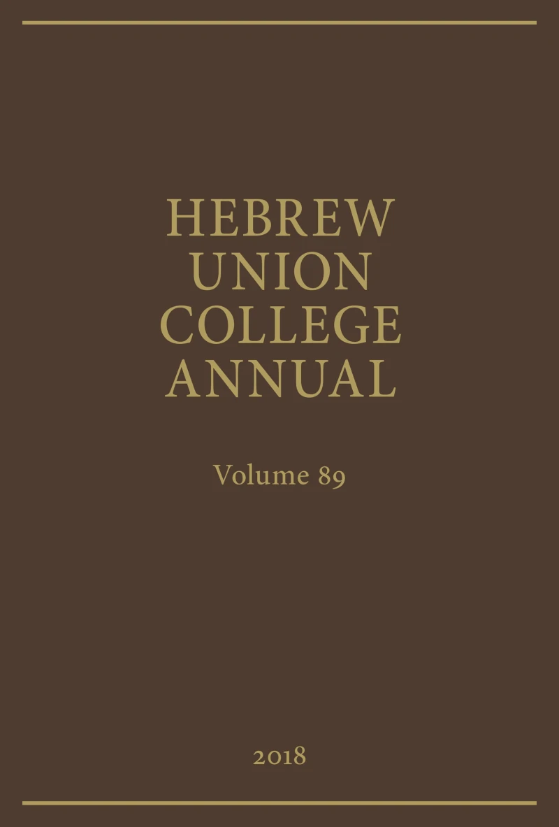 Portada: Hebrew Union College Annual Volume 89 (2018)