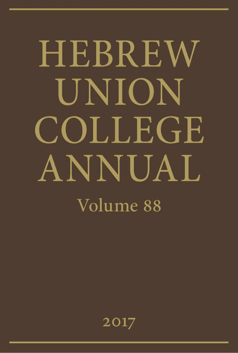Portada: Hebrew Union College Annual Volume 88