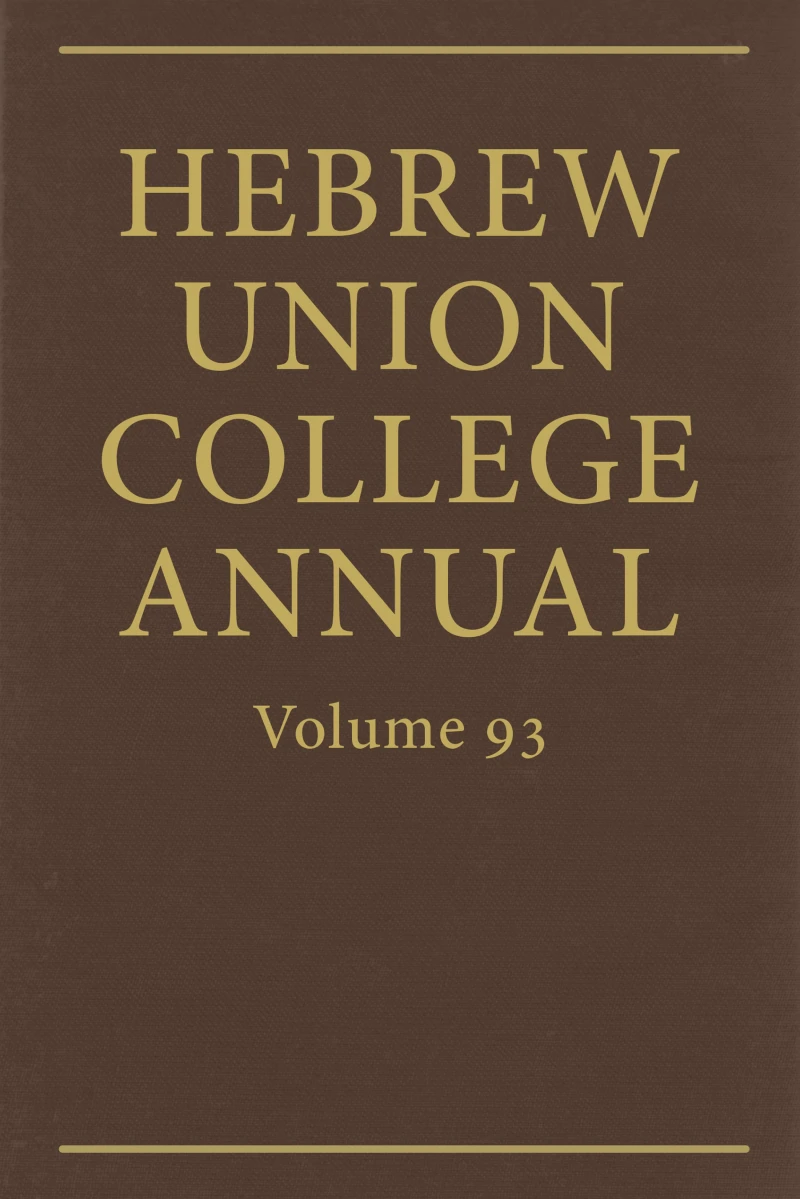 Portada: Hebrew Union College Annual Vol. 93 (2022)