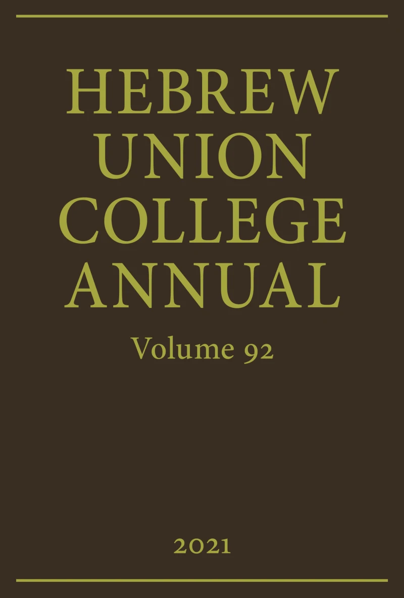 Portada: Hebrew Union College Annual Vol. 92 (2021)