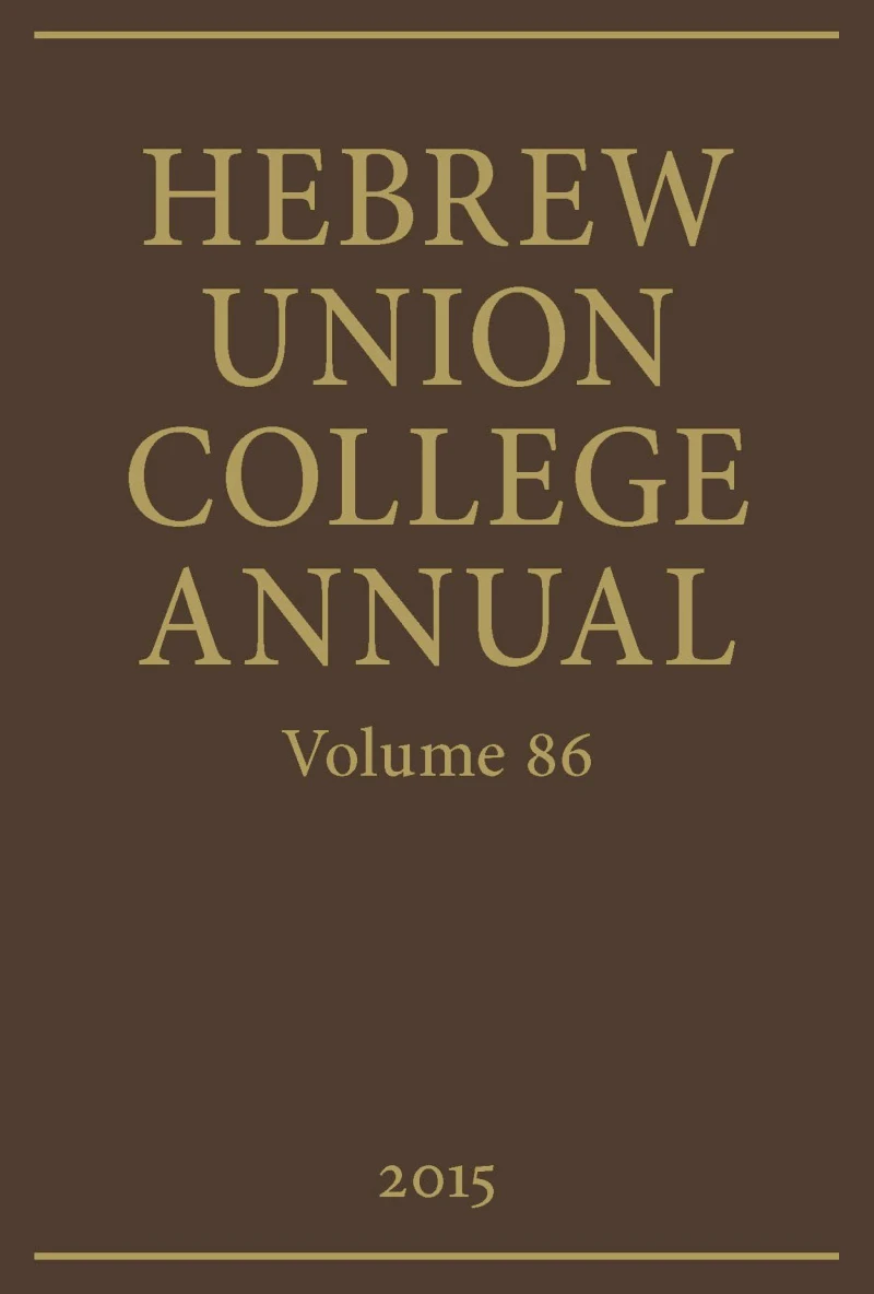 Portada: Hebrew Union College Annual Volume 86