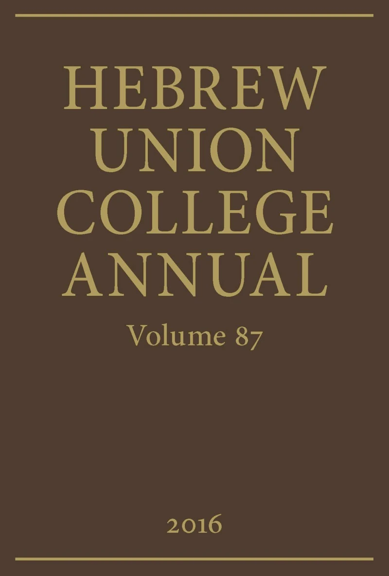 Portada: Hebrew Union College Annual Volume 87