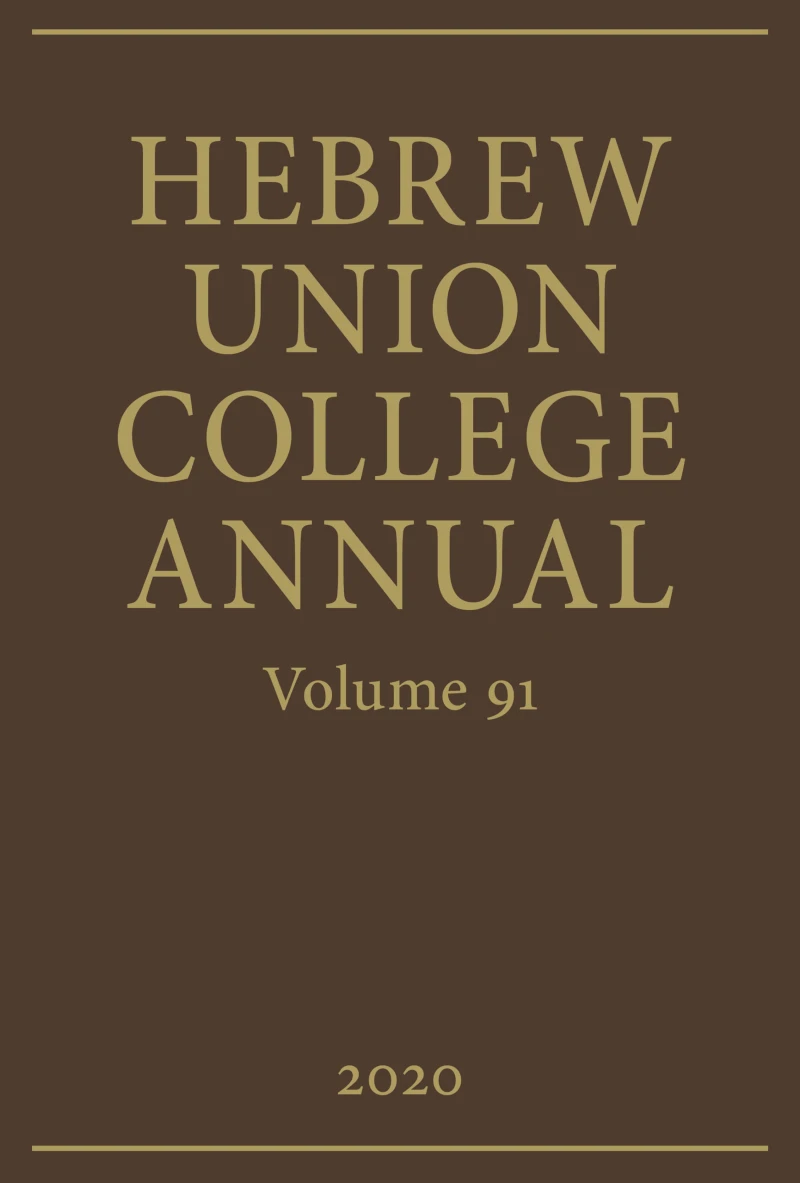 Portada: Hebrew Union College Annual Vol. 91