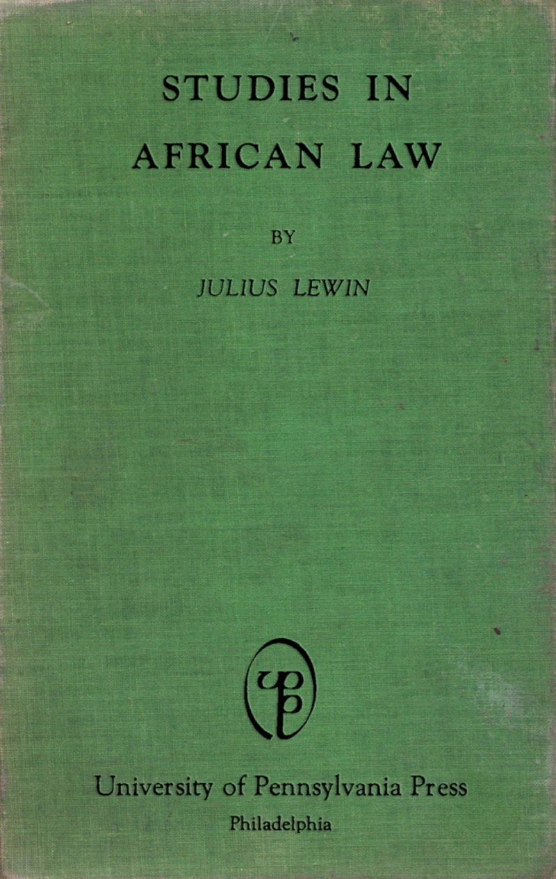 Portada: Studies in African Native Law
