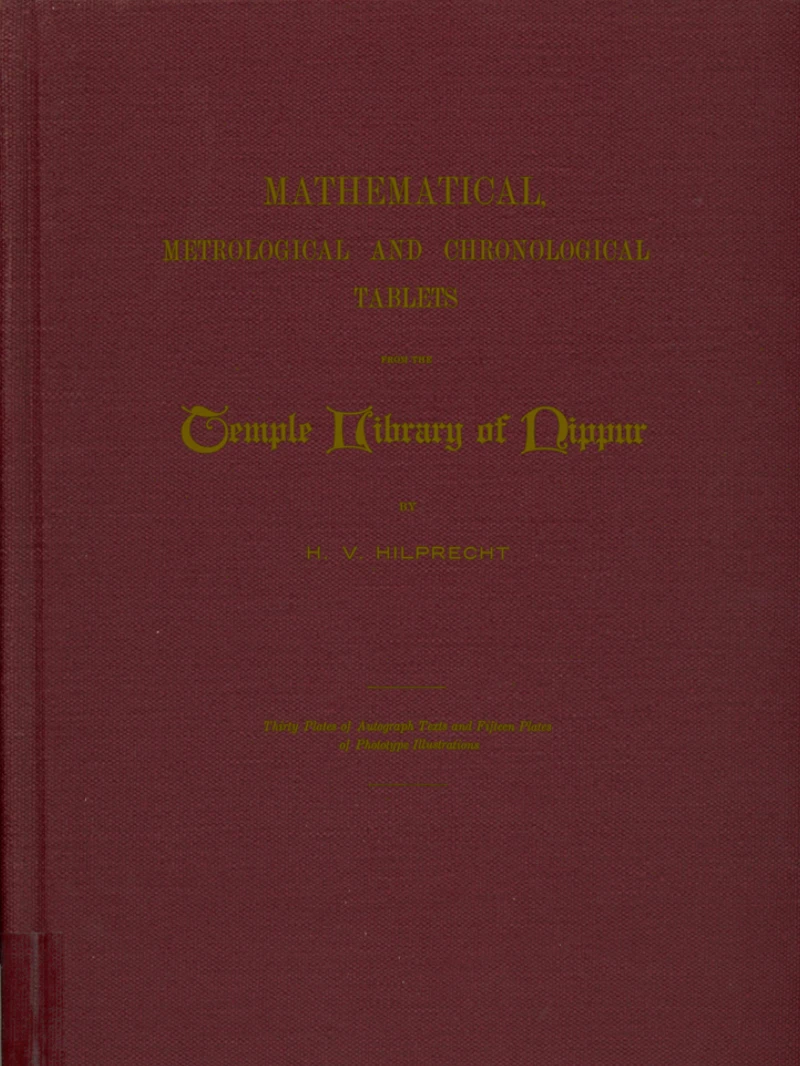 Portada: Mathematical, Metrological, and Chronological Tablets from the Temple Library of Nippur